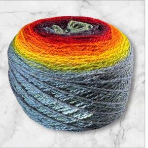 Estonian hand milled color gradient light fingering wool yarn cake rainbow